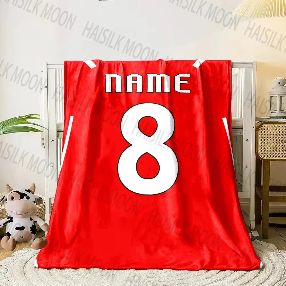 (Memo U Name)1PC Custom Name Personalized Blanket Football Jersey Printed for Sofa Bed Cover Blanket Suitable for Holiday Gifts