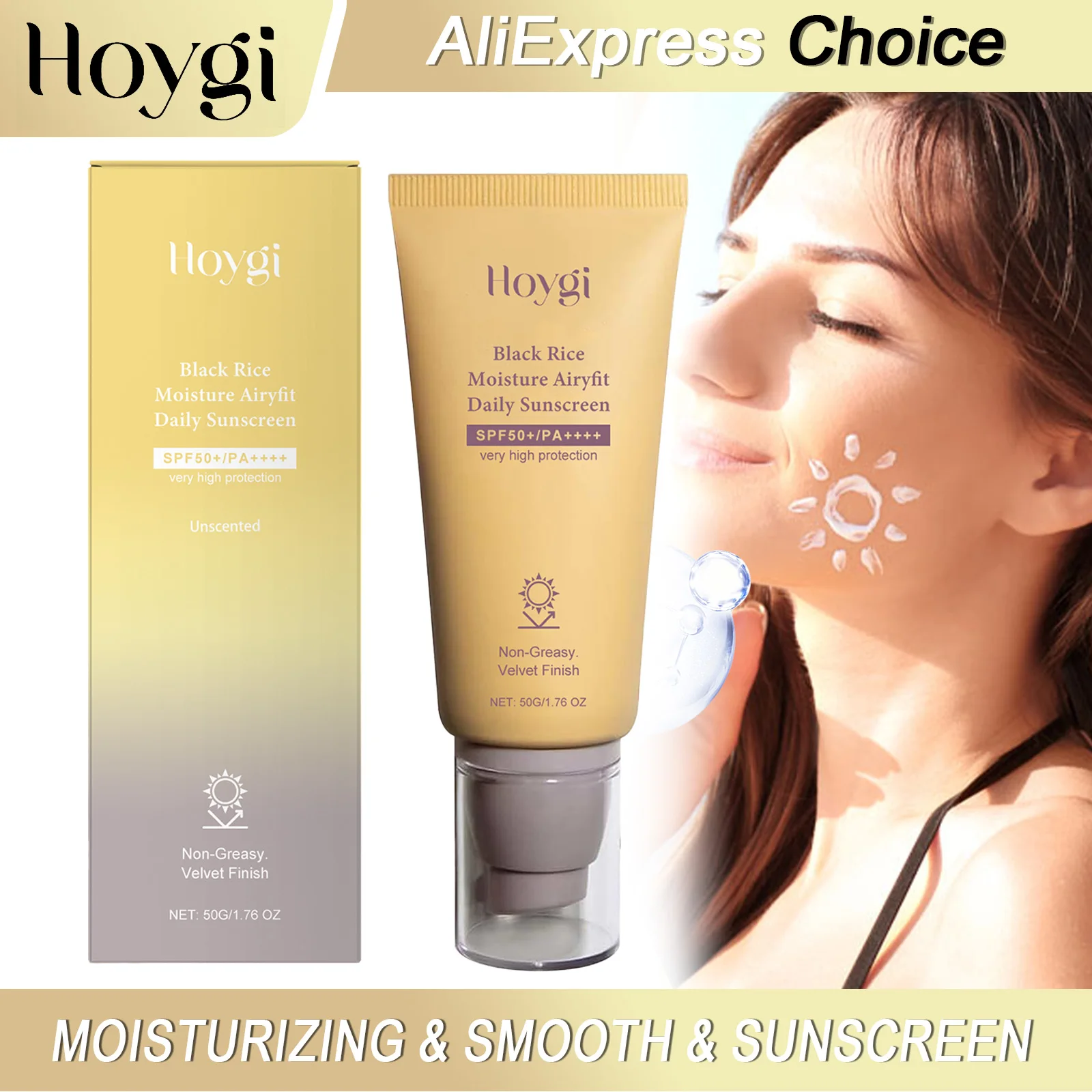 

HOYGI увлажняющий солнцезащитный крем, нежная защита, защита от УФ-излучения, быстрое впитывание, поддерживает масло-водный баланс, питает, гладкую кожу