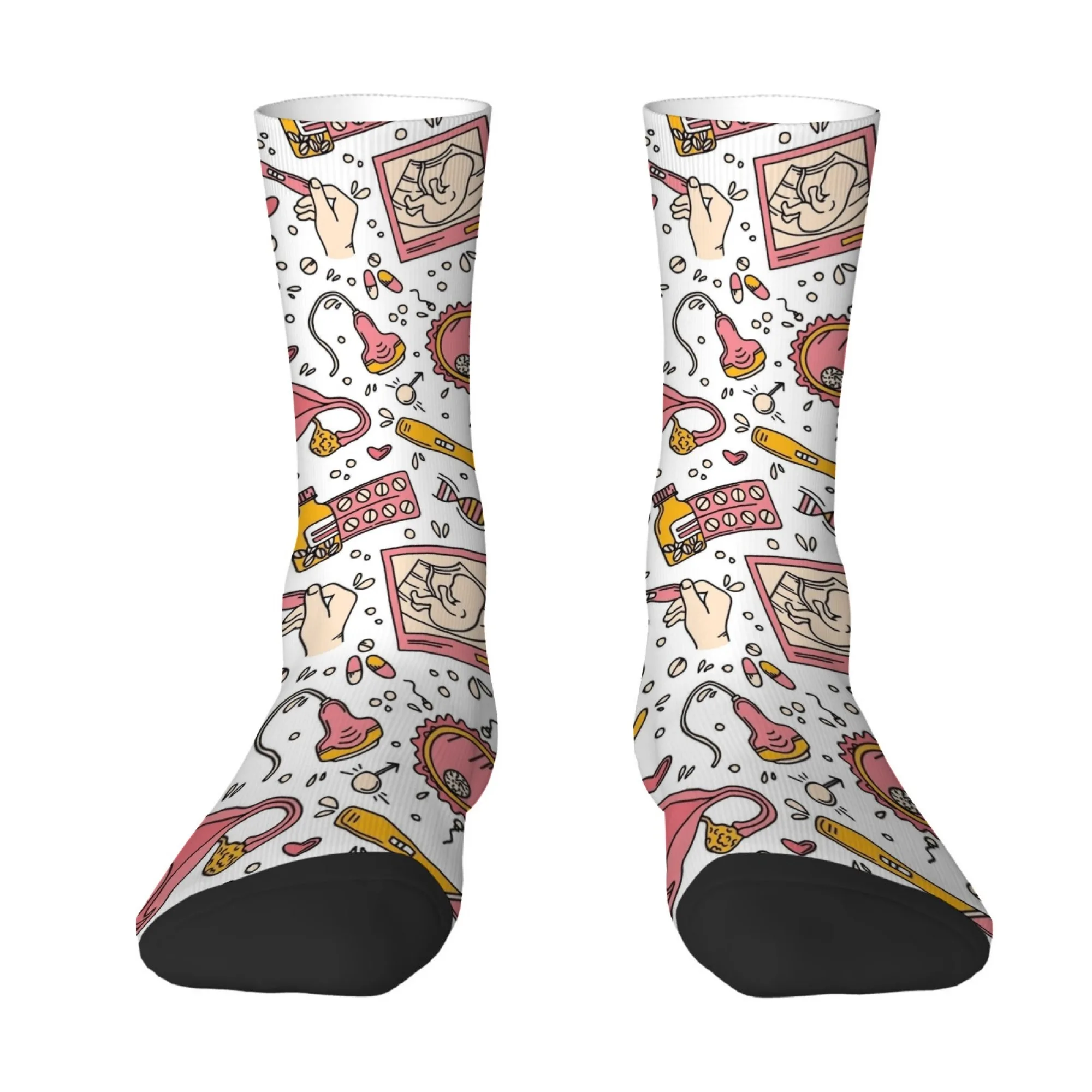 Gynecological Health Cartoon Print Socks Novelty Compression Socks Harajuku Style Comfortable Breathable Casual Fashion Socks