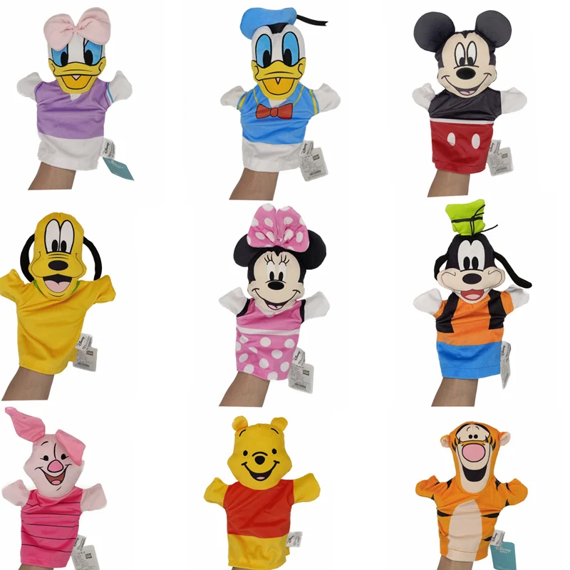 Disney Handpuppe Mickey Minnie Donald Gänseblümchen Ente Plüsch niedlichen Anime Pluto Puppen Geschichte pädagogische Babys pielzeug Kinder Geschenke