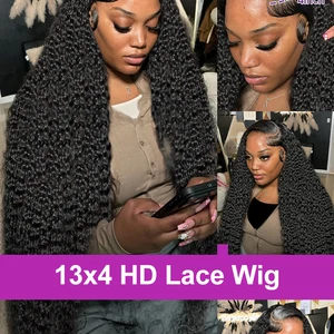 300% Density 40 46 inch Deep Wave 13x6 HD HD Front Human Hair Wig Loose Water Curved 13x4 Front Wiging Human Hair for Woman 10 Main Sales Human Hair Lace - №7