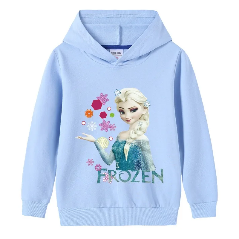 2024 Disney Quality Cotton Tee Shirt Girls Clothing for Children T-shirt Pink Long Sleeve Kids Tops Bluey Frozen Elsa Clothes