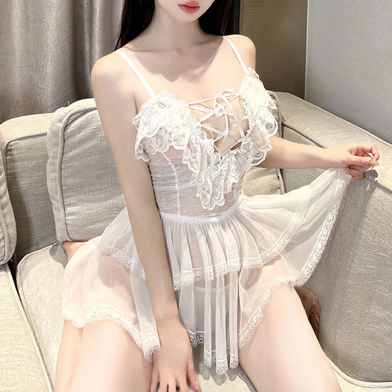 

Sexy Lingerie Sexy Perspective Hot Sleepwear Love And Pure Desire Jumpsuit