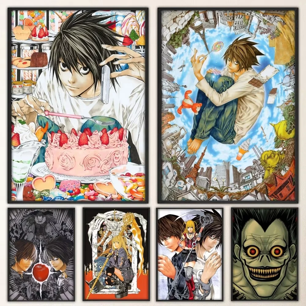 Hot Anime Death Note Poster Fancy Poster Wall Sticker for Living Room Bar Vintage Decorative Painting