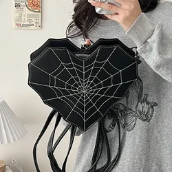 Gothic Style Shoulder Bag for Women Halloween Girls PU Leather Women's Backpack Cobweb Crossbody Bag Handbag Purse for Women