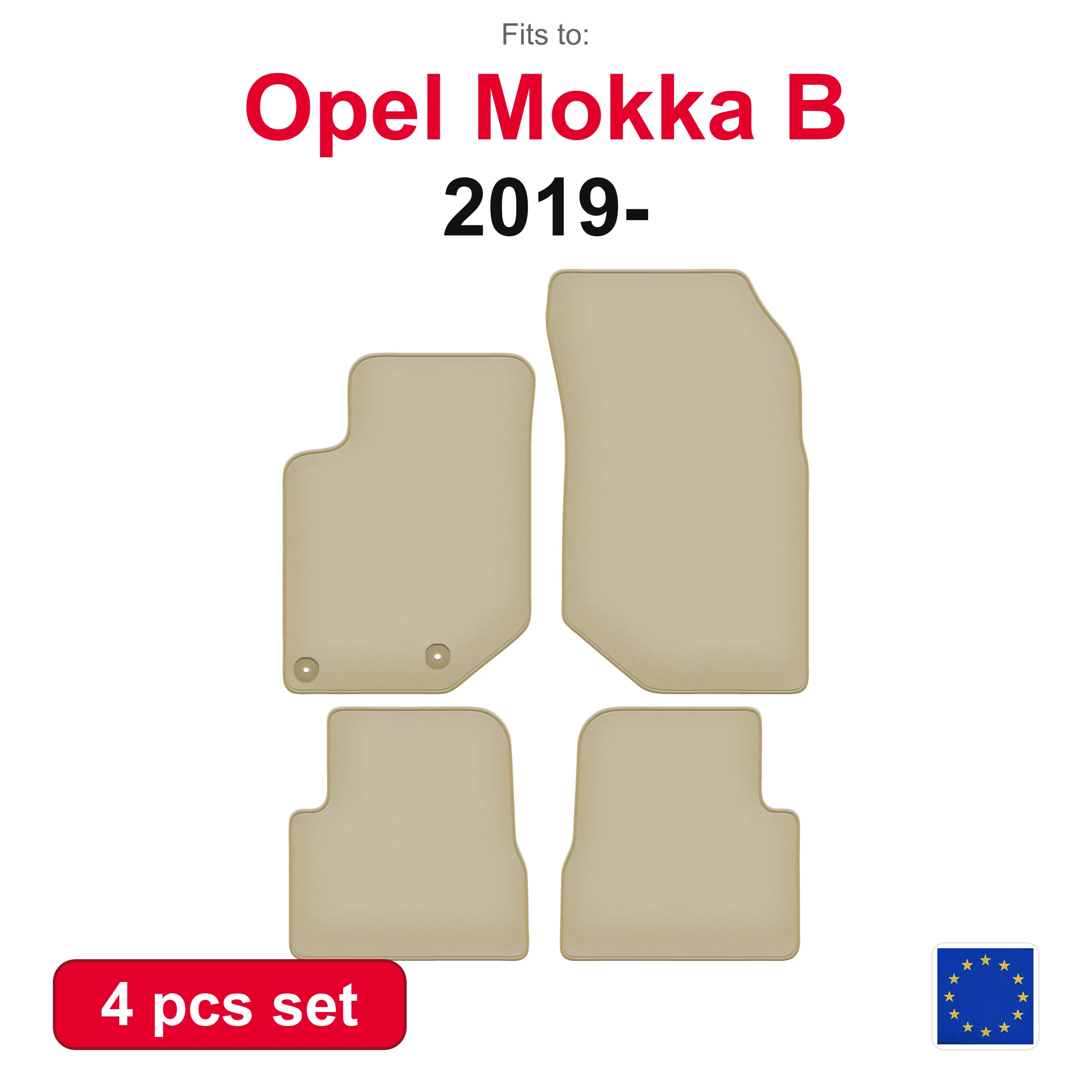 PREMIUM auto-velourmatten voor Opel Corsa F hatchback (2019-) -beige passende (4 stuks) automattenset voor in de auto