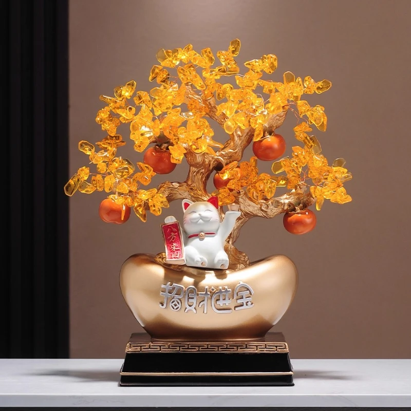 

Fortune Tree Lucky Cat Lucky Treasure Chinese-style ornaments Office front desk wine cabinet decoration housewarming