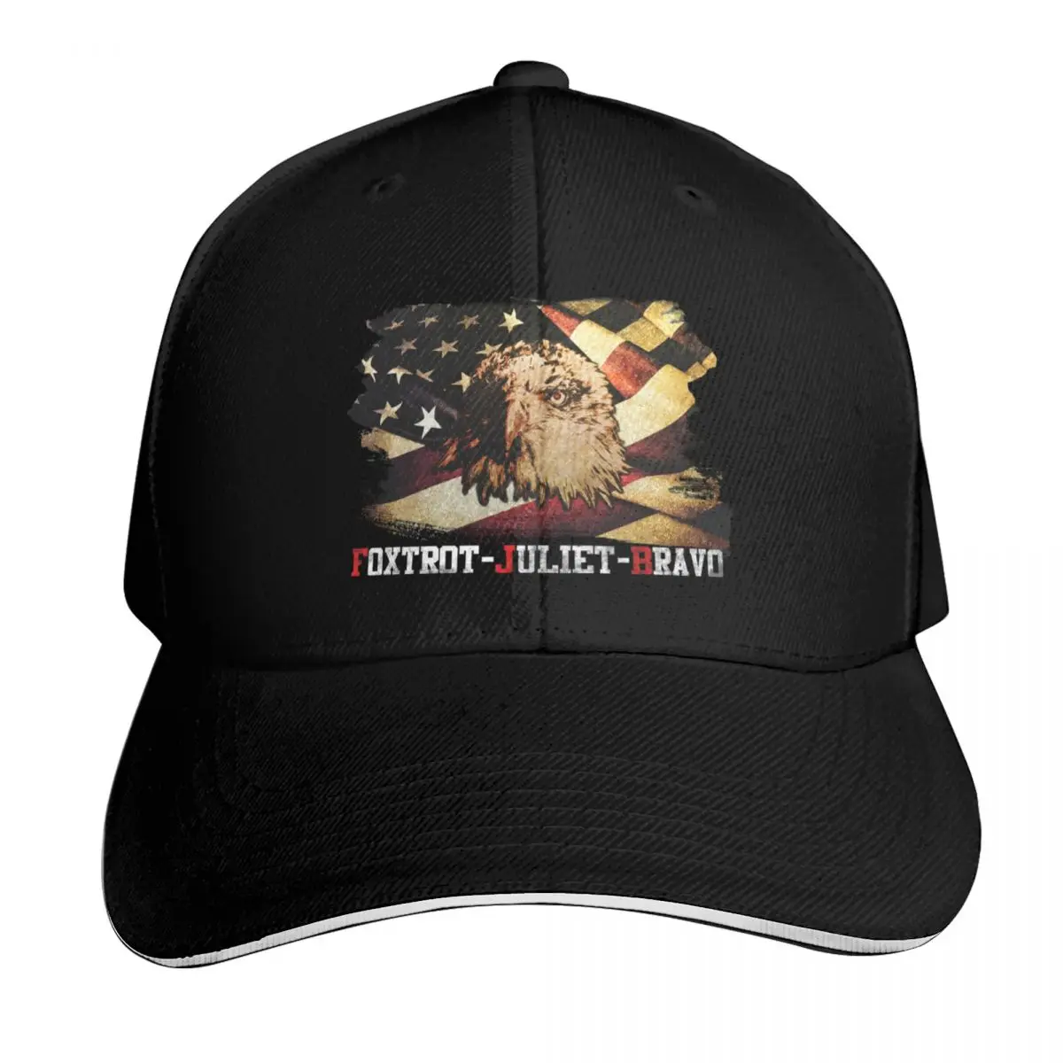 Foxtrot Juliet Bravo FJB hunter eagle artwork in an American flag Baseball Cap Men Women Casual Summer Sport Sun Cap