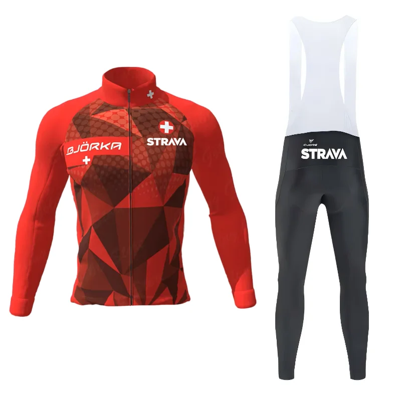 

STRAVA Cycling Autumn Clothes For Men Bicycle Clothing Set Men's Sportswear Set Bicycle Clothing Cycle Jersey Cycling Pants