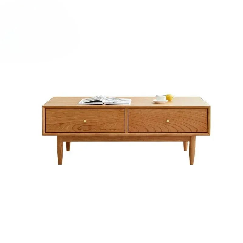 Coffee table all solid wood small apartment cherry wood living room tea table coffee table TV cabinet combination
