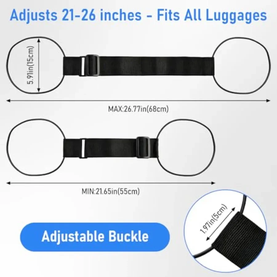2 Pack Luggage Straps Elastic Strap for Suitcases Adjustable Black Travel essential luggage Elastic Belt, firm to secure carry