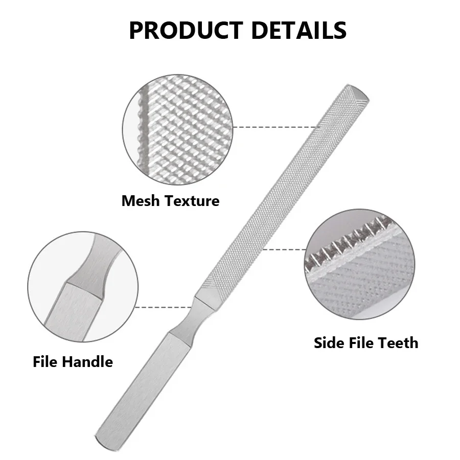 2-teiliges Nagelfeilen-Set aus Edelstahl mit 4 Seiten, professionelles Schleifen, Polieren, Nagelkunst-Schönheitswerkzeuge