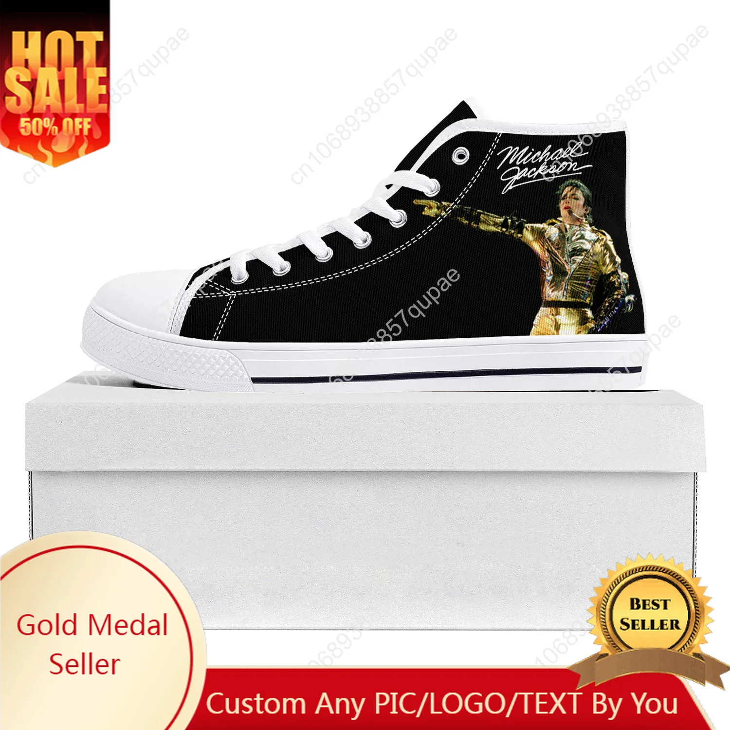 

Michael Jackson Pop Singer Dancer High Top High Quality Sneakers Mens Womens Teenager Canvas Sneaker Couple Shoe Custom Shoe