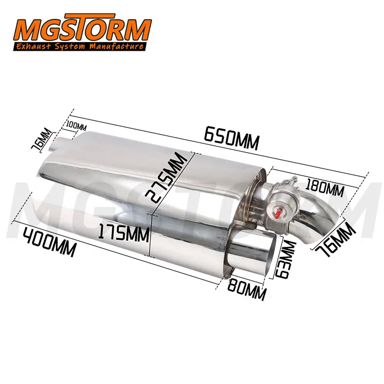 Valvetronic Design Universal Valved Stainless Steel Exhaust Mufflers Valve 3" Cutout 11"x7" Body Wireless Remote Control Kit 2