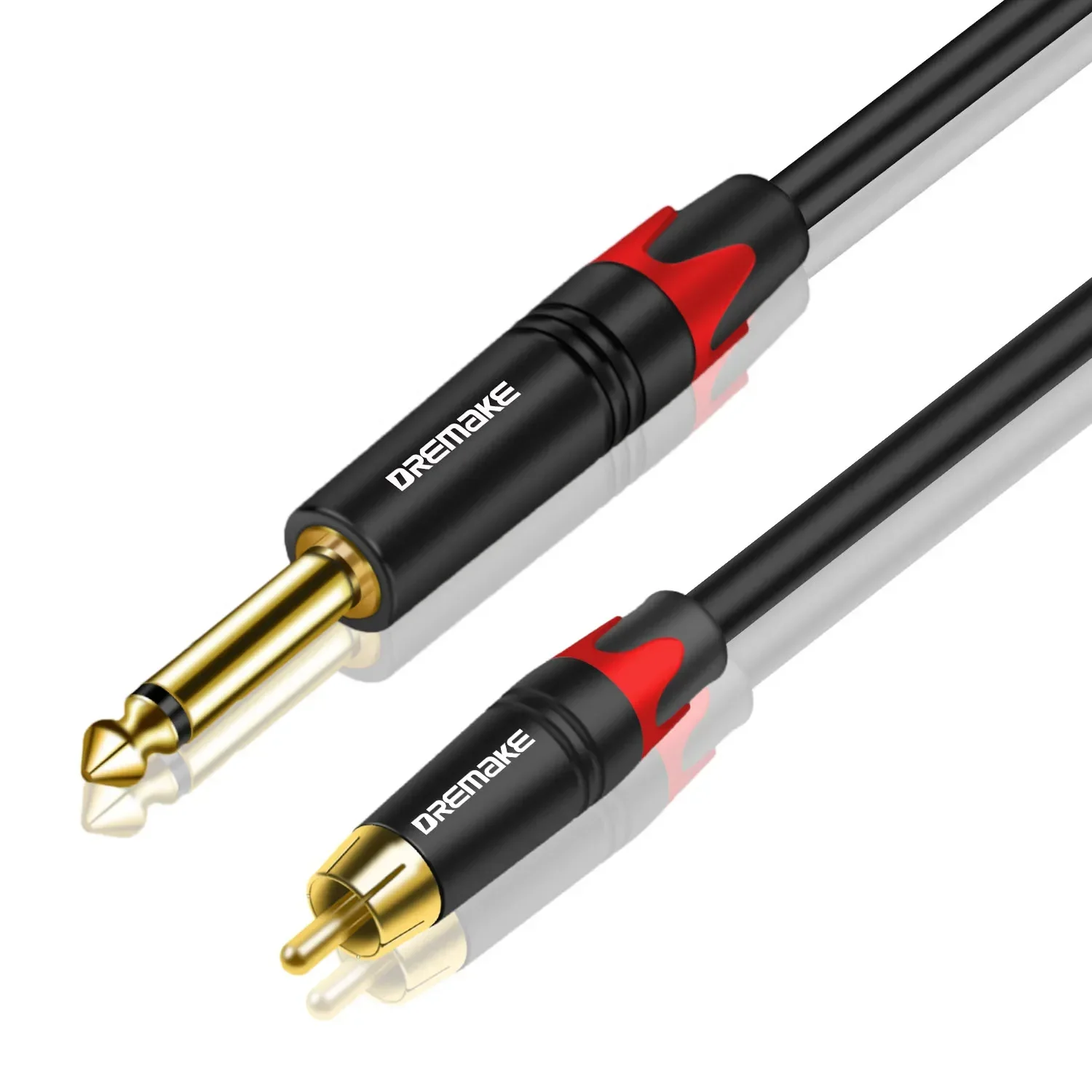 DREMAKE Audio Cable TS do RCA 6.35mm 1/4 Cal męski na RCA żeńskie (męskie) kable do gitary elektrycznej elektroniczne lub bębnowe pozłacane