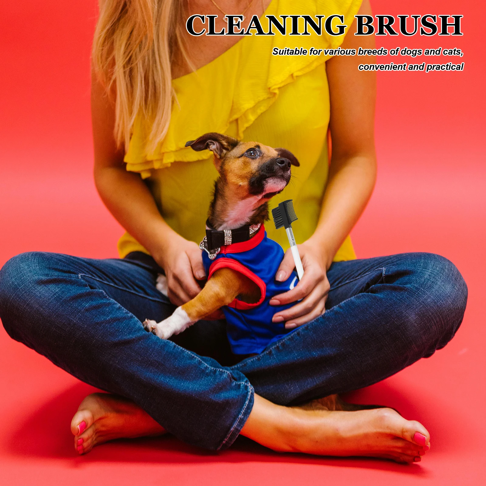 

2Pcs Dog Tear Comb for Grooming Smooth Surface Dog Hair Rake Comfortable Grip Pet Cleaning Tool for Small Medium Long Haired