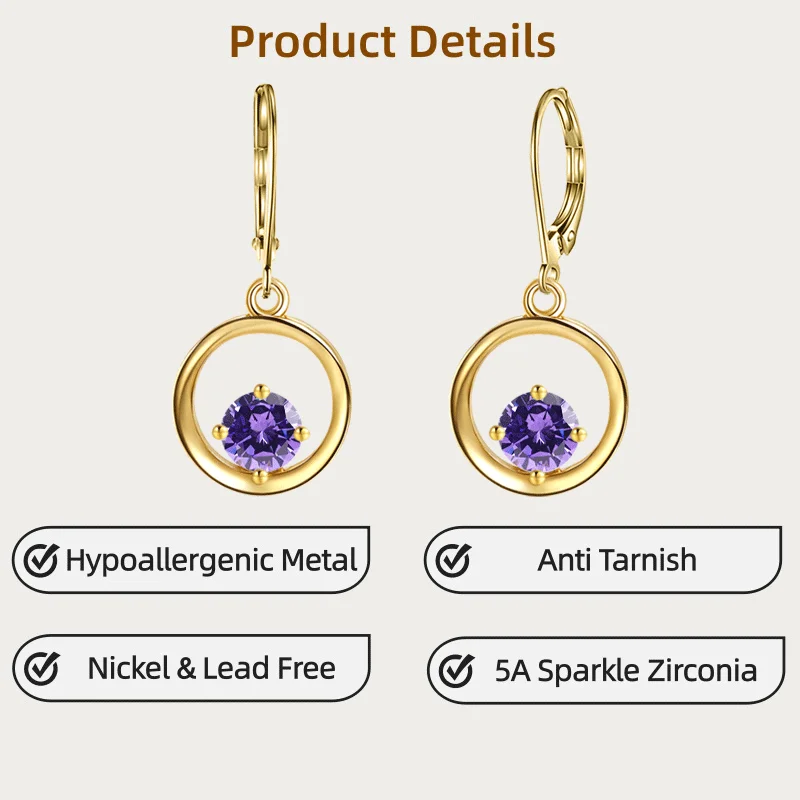 

LAMVOICE jewelry for women/earrings with 1 carat zirconia christmas gift for high quality jewelry Hypoallergenic hook earring