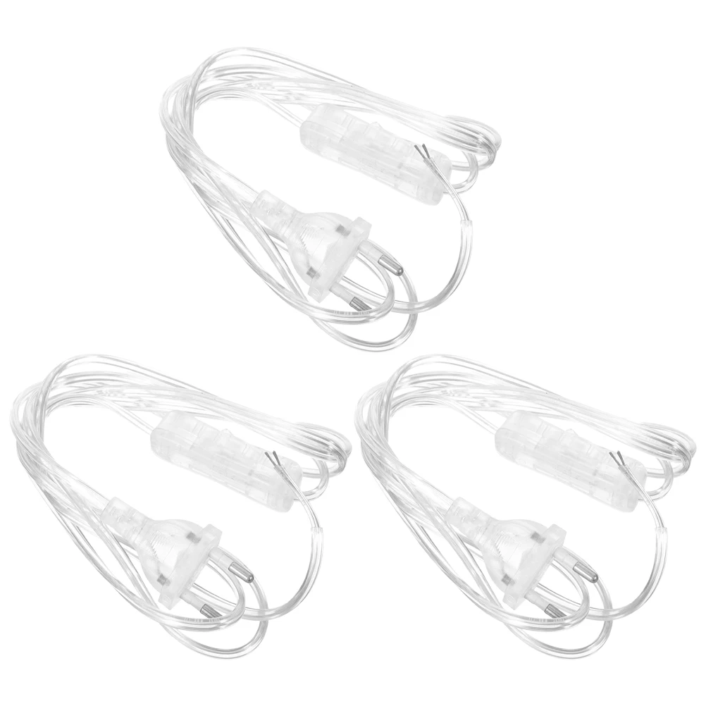 

3pcs Transparent Power Switch For European Lamps Clear Lamp Cord Replacement Light Cable Home Desk Table Lamp Power Extension