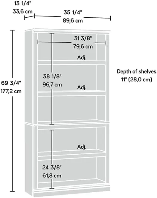 Regał/półka na książki Sauder Miscellaneous Storage 5, L: 35,28" x W: 13,23" x H: 69,76", Select Cherry finish