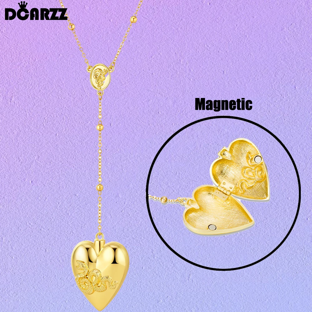 قلادة مدلاة بفتحة على شكل قلب من DCARZZ LDR قابلة للفتح، سلسلة عنق مغناطيسية للنساء والفتيات