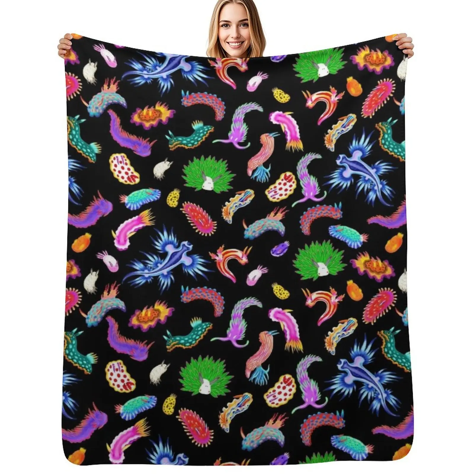 

Rainbow Nudibranchs (Sea Slugs) Assortment Throw Blanket Blankets For Sofas Flannels christmas gifts blankets ands Blankets