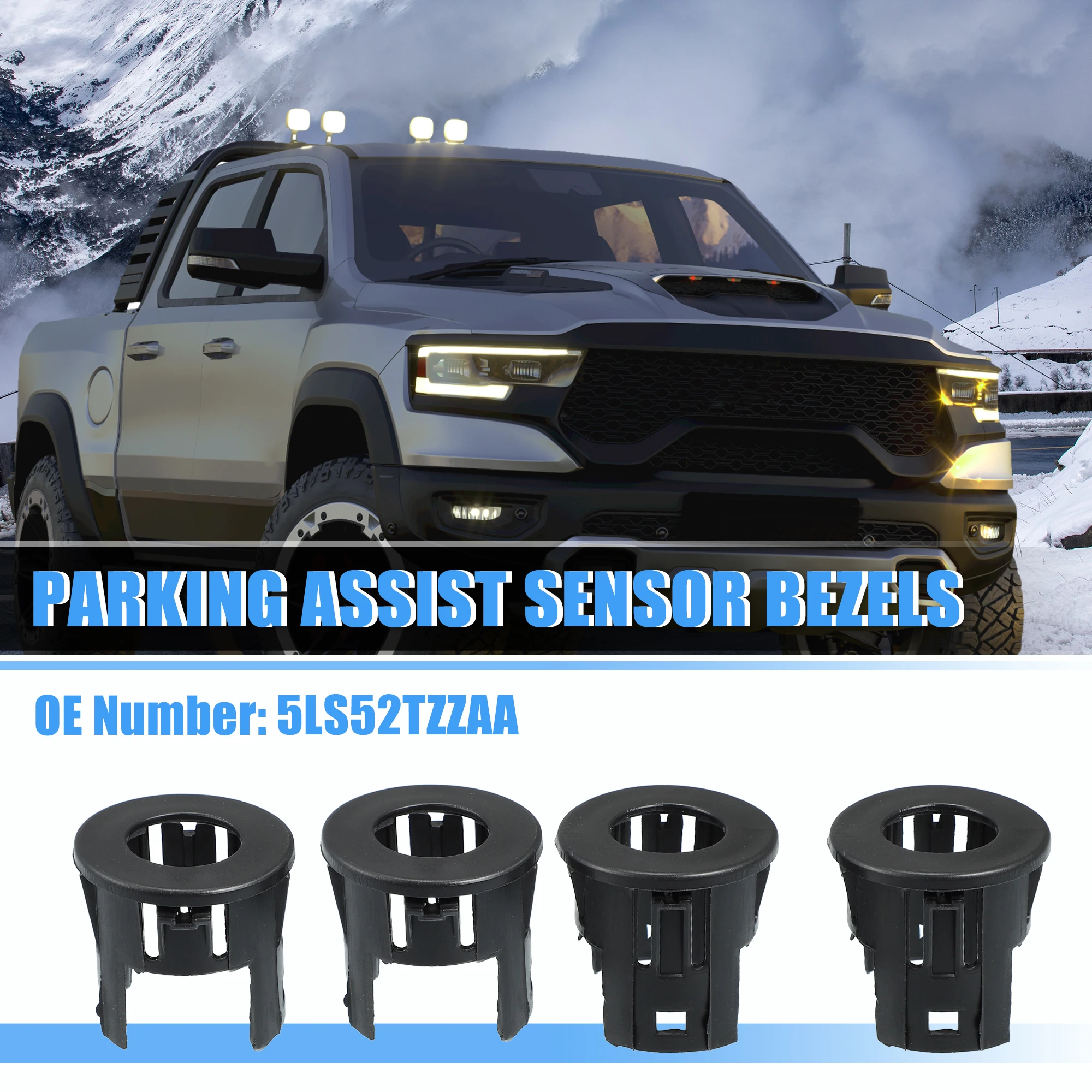 UXCELL 4PCS Parking Assist Sensor Bezels for Front Rear for Dodge for Ram 1500/Backup Parking Aid Sensor Retainer Bracket