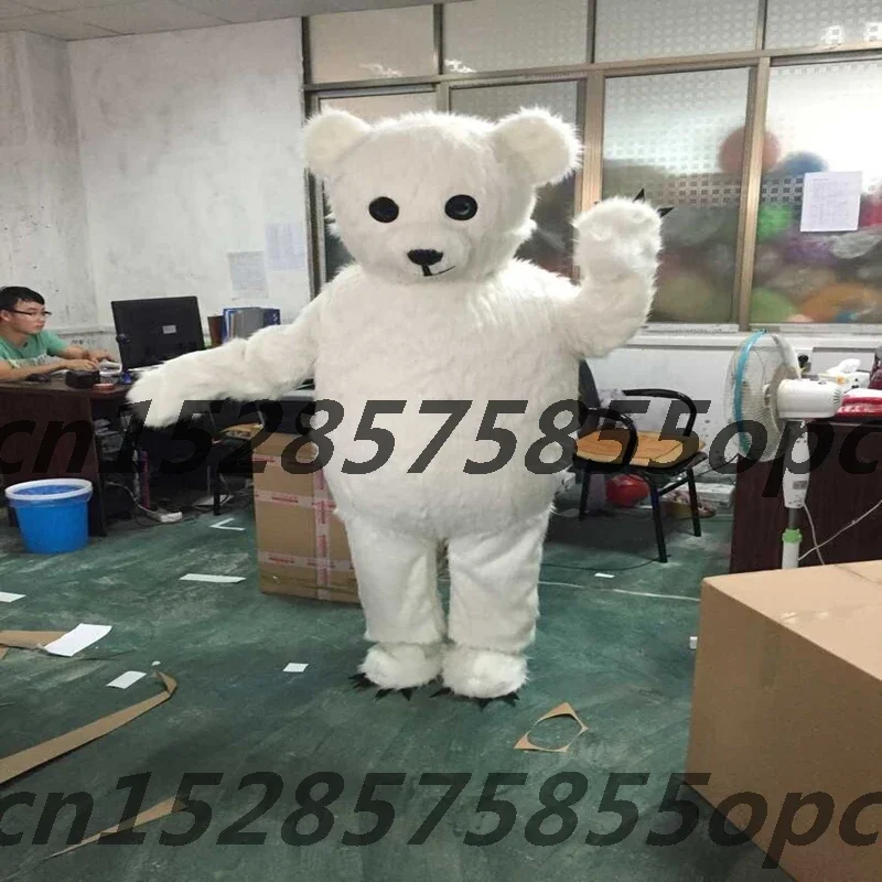 

Christmas Polar bear Mascot Costume Cartoon White beer Mascotter Cosplay Costumes For Adults Advertisement Mask Party Birthday