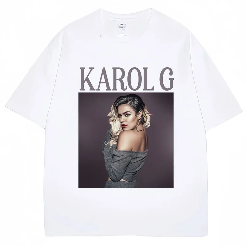 Singer Karol G Fashion Print T-shirt Men Women Summer Casual 100% Cotton T Shirt Oversized Y2k Hip Hop Tops Streetwear Fans Gift