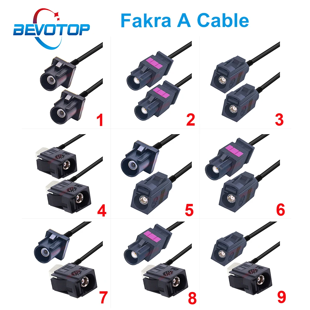 10PCS/LOT Wholesales Fakra A Extension Cable Male & Female RG174 Jumper for DAB AM FM BEVOTOP Auto Cable 10CM~20M Customized