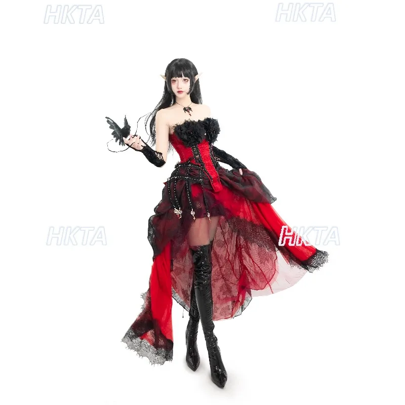 

Original Heavy Craft Handmade Black Gothic Lace-up Drawstring Fishbone Corset Birdcage Waist Cincher Tube Top Vest Sexy Cosplay