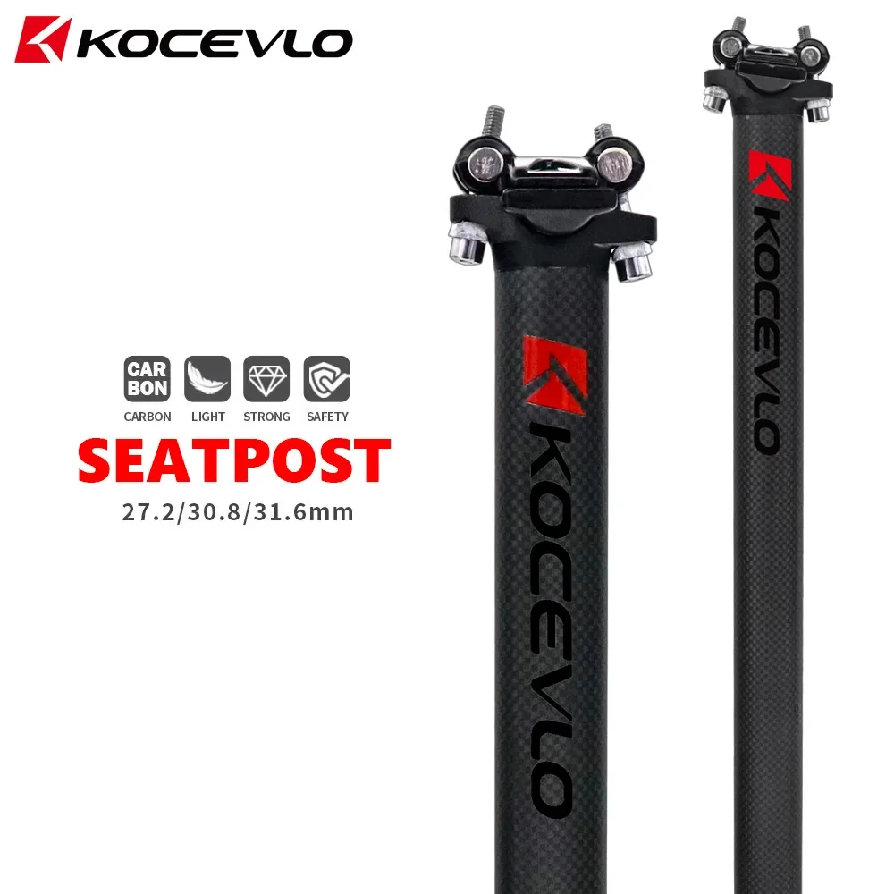 KOCEVLO Carbon Seatpost 27.2/30.9/31.6mm Matte Black MTB/Road Bike Seat Post Length 400mm Seat Tube Bicycle Parts