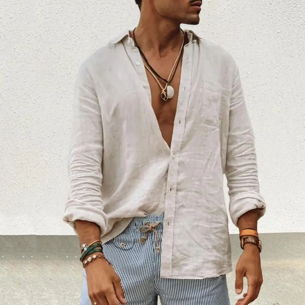 

Рубашка мужская с длинным рукавом, стильная сверхмягкая моющаяся футболка с лацканами, повседневная одежда, весна-лето