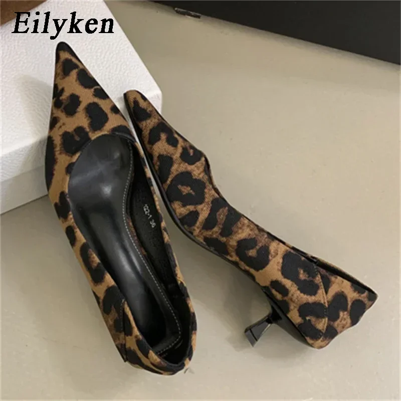 Eilyken Spring Design Leopard Print Woman Pumps Pointed Toe Thin Low Heels Elegant Party Female Shoes Zapatos De Mujer