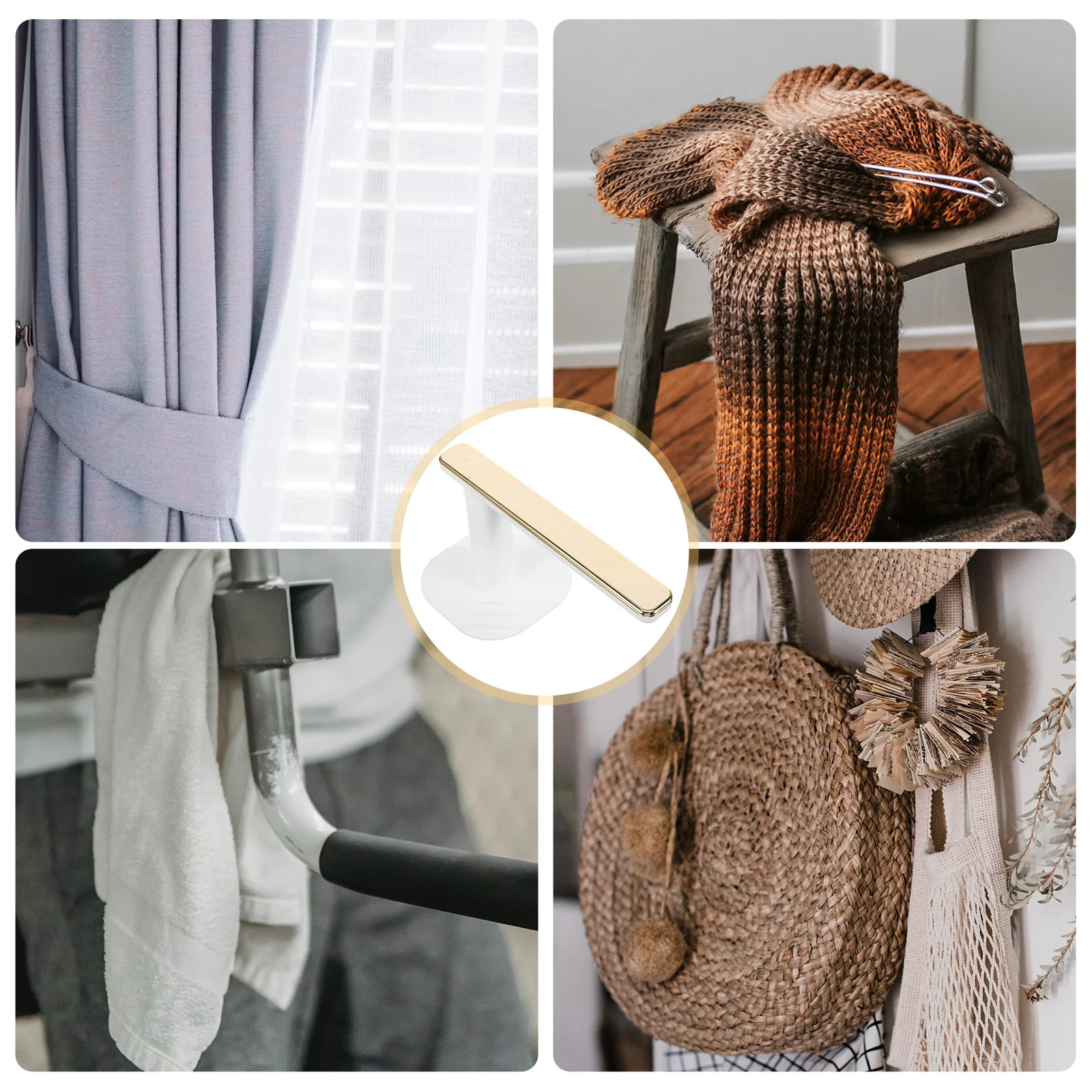 

2 Pcs Curtain Hook Heavy Duty Hooks for Drapes Holdbacks Sticky Holders Abs Self-adhesive Tie