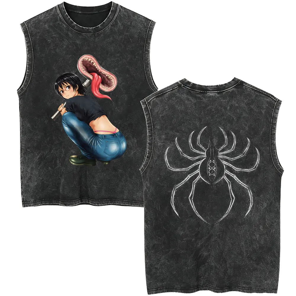 Anime Hunter X Hunter Gewaschene Vintage Tanktops Manga Killua Zoldyck T-Shirt für Männer und Frauen Lässige Vintage Übergroße Ärmellose Weste – Detail 4