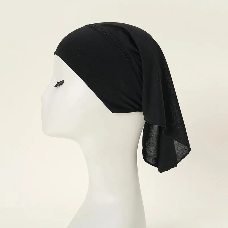 Crystal Hemp Tube Underscarf High Stretch Muslim Inner Hijab Caps Elastic Bottom Hat Women Small Scarf 42*20cm