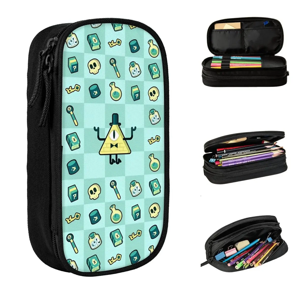 Gravity Falls Bill Cipher Pencil Cases Cartoon Anime Pencilcases Pen Holder Student Big Capacity Bags School Zipper Stationery