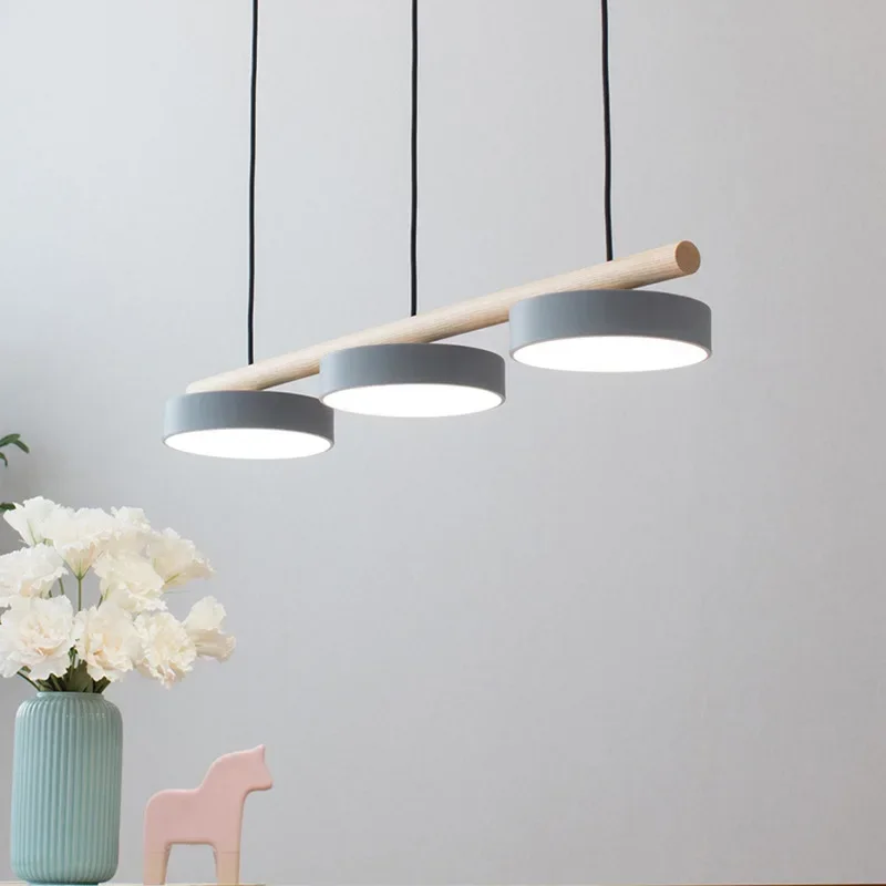 

Nordic restaurant three headed modern minimalist bar counter creative personalized dining room macaron iron pendant light