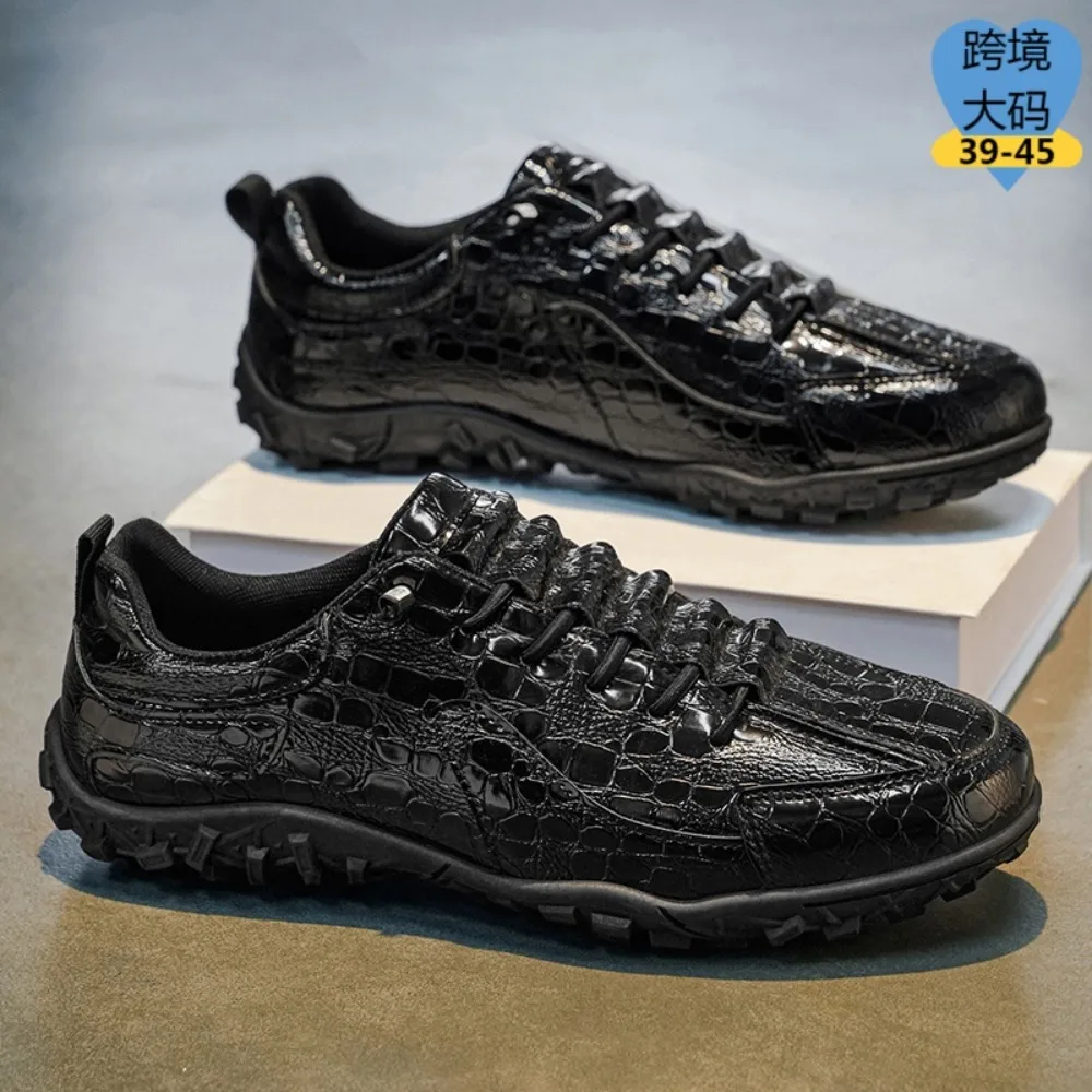

2026 new arrival Fashion Crocodile Belly Skin causal shoes men,male Genuine leather Sneakers