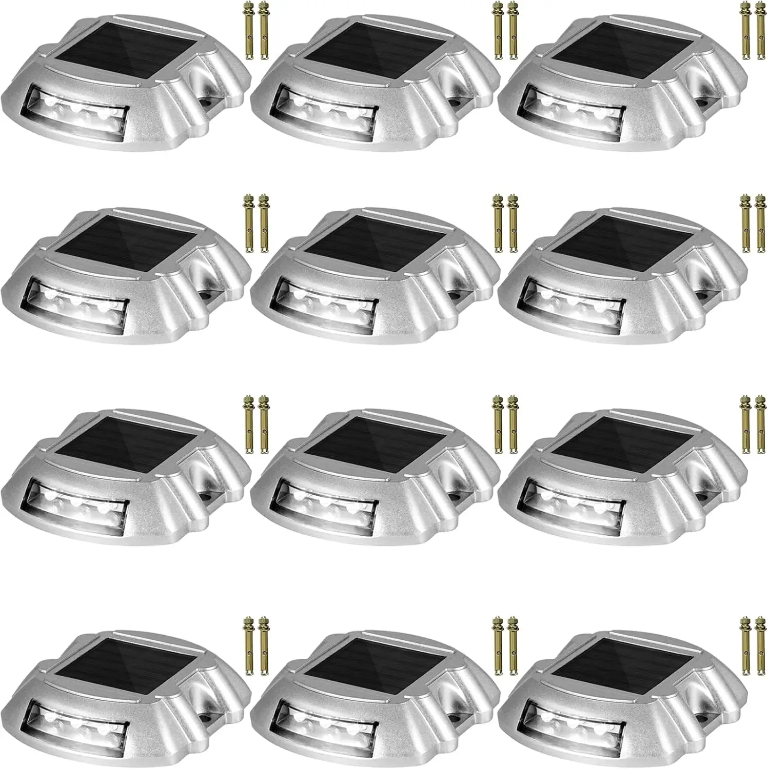

Driveway Lights 12-Pack Solar Driveway Lights Bright White with Screws Solar Outdoor Waterproof Wireless