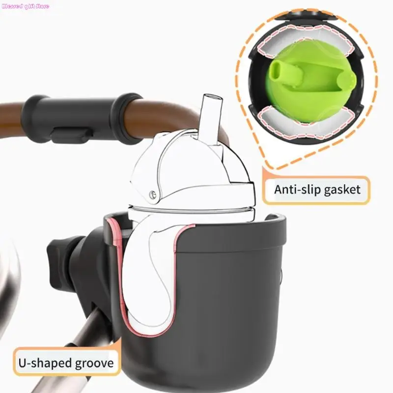 D0JC 360 Degree Rotatable Strollers Bike Cup Mount Stand Holder Anti Slip Base Easy Installation without Tool Need