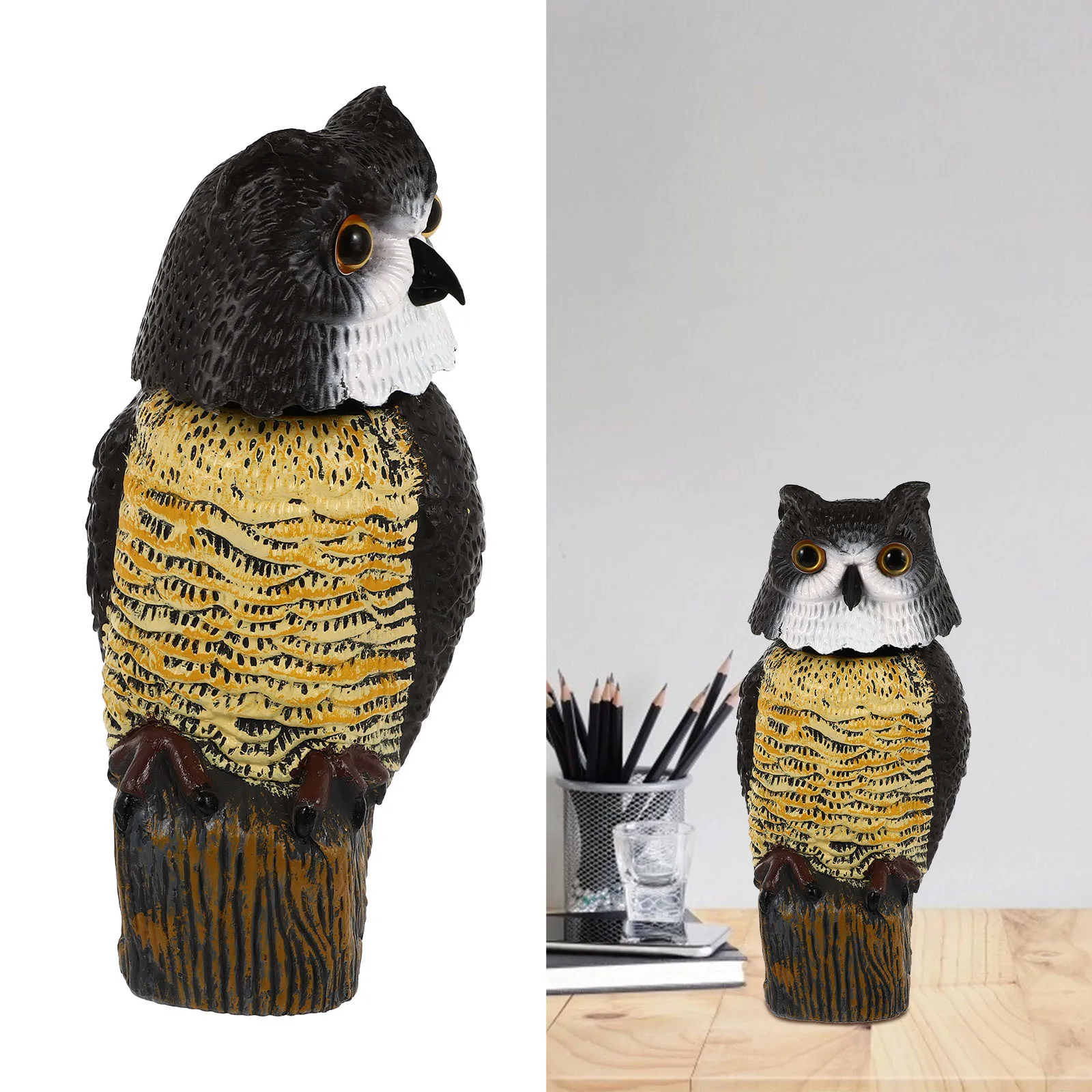 

1Pcs Realistic Rotating Head Owl Garden Ornament Plastic Decorative Bird Repeller Sculpture Outdoor Landscaping Supply