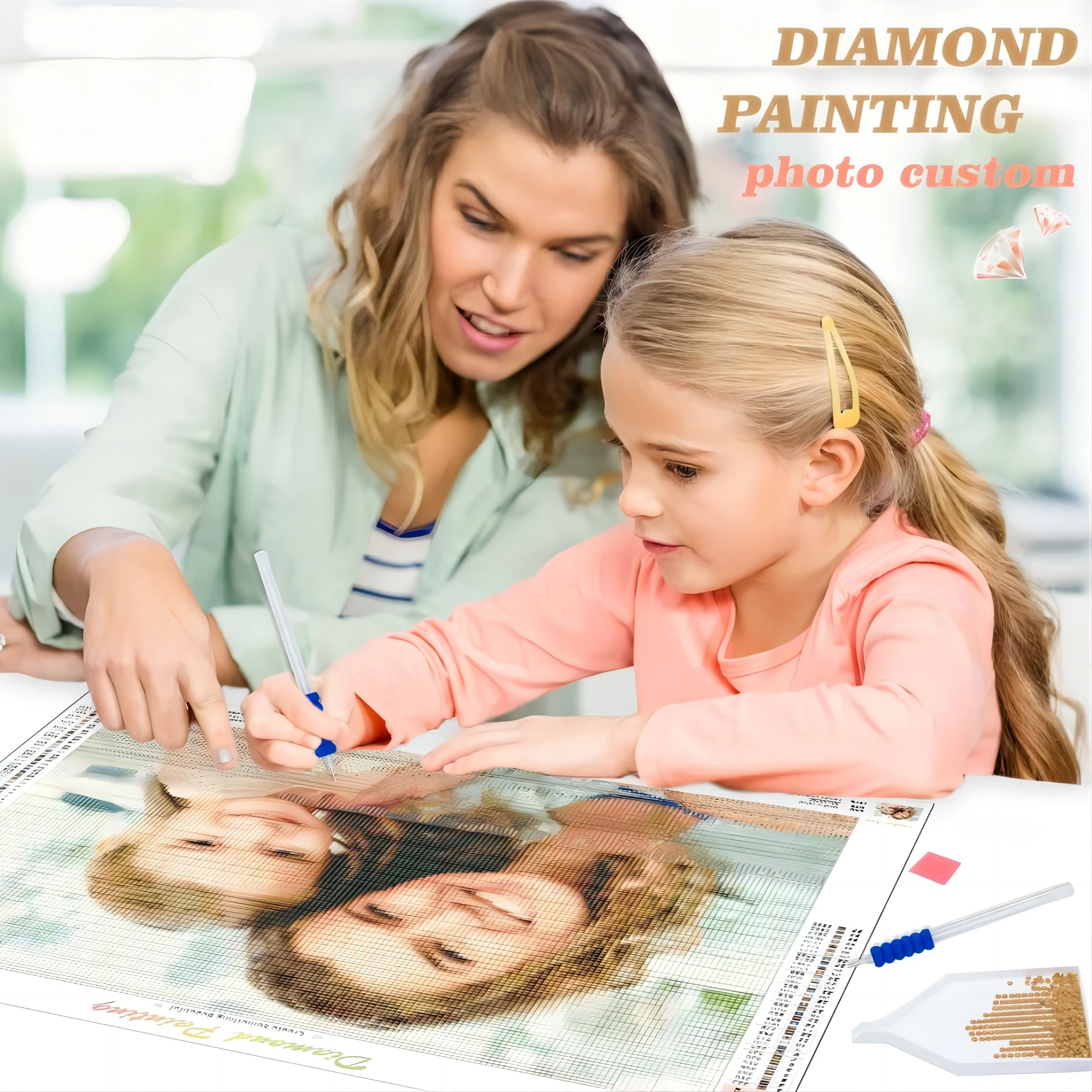 RUOPOTY-pintura de diamante personalizada, foto DIY, imagen de diamantes de imitación, bordado de diamantes, punto de cruz, regalo de abalorios,