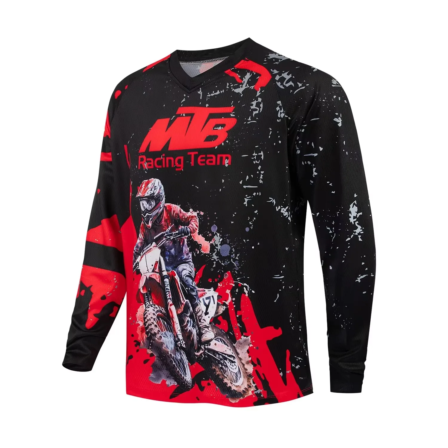 New Arrivals Unisex Skull Graphic V Neck Long Sleeve Jersey Unisex Motocross T-shirt For Off-road Dirt Bike Mountain Biking Wear