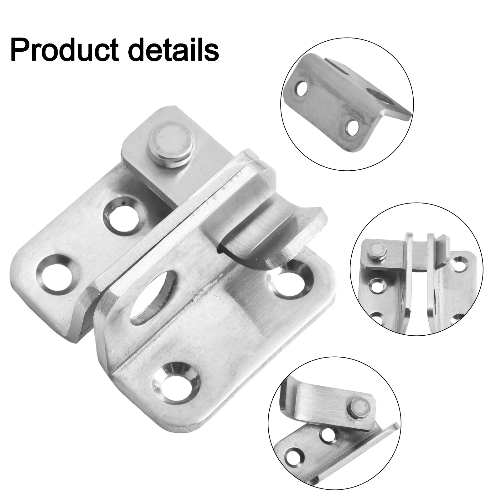 Punch free Door Bolt Silver Stainless Steel Hardware Lock Repair Replacement Wardrobe Bracket Hasp Home Safety