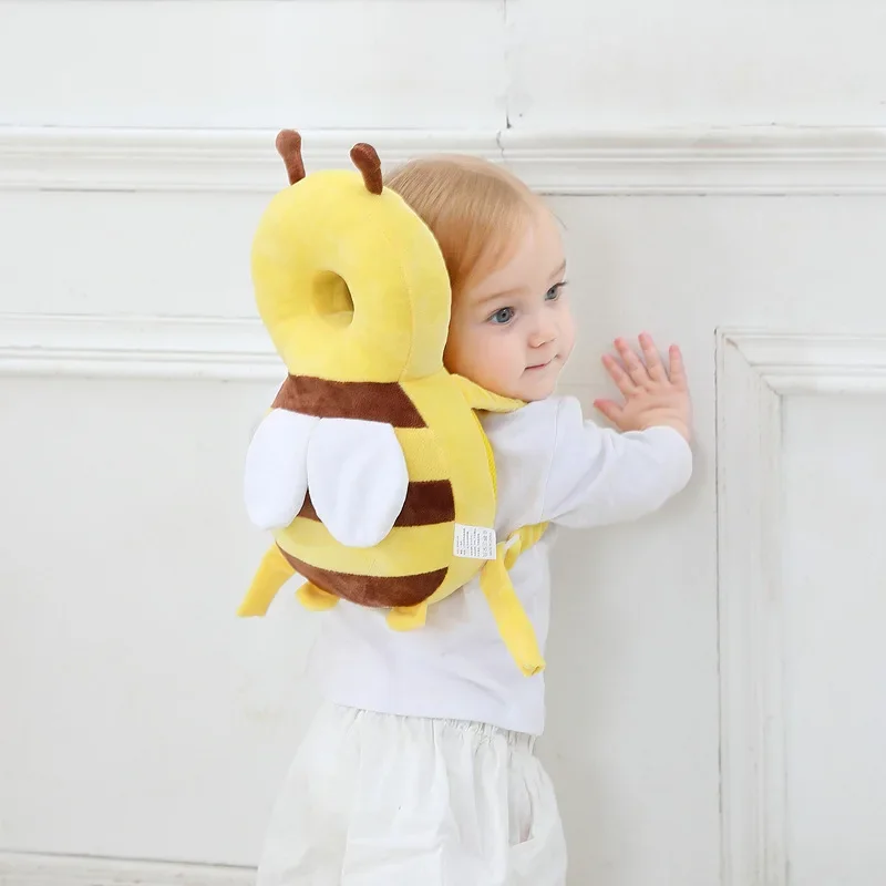 Protector de cabeza y espalda para niños, almohada de protección para bebé, aprender a caminar, equipo de cabeza, prevención de lesiones, almohadilla de seguridad, abeja de dibujos animados