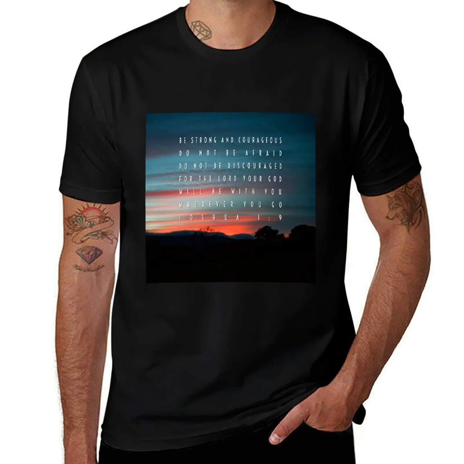 

Bible Verse Joshua 1:9 T-Shirt Casual Simple Design Short Sleeve Shirt