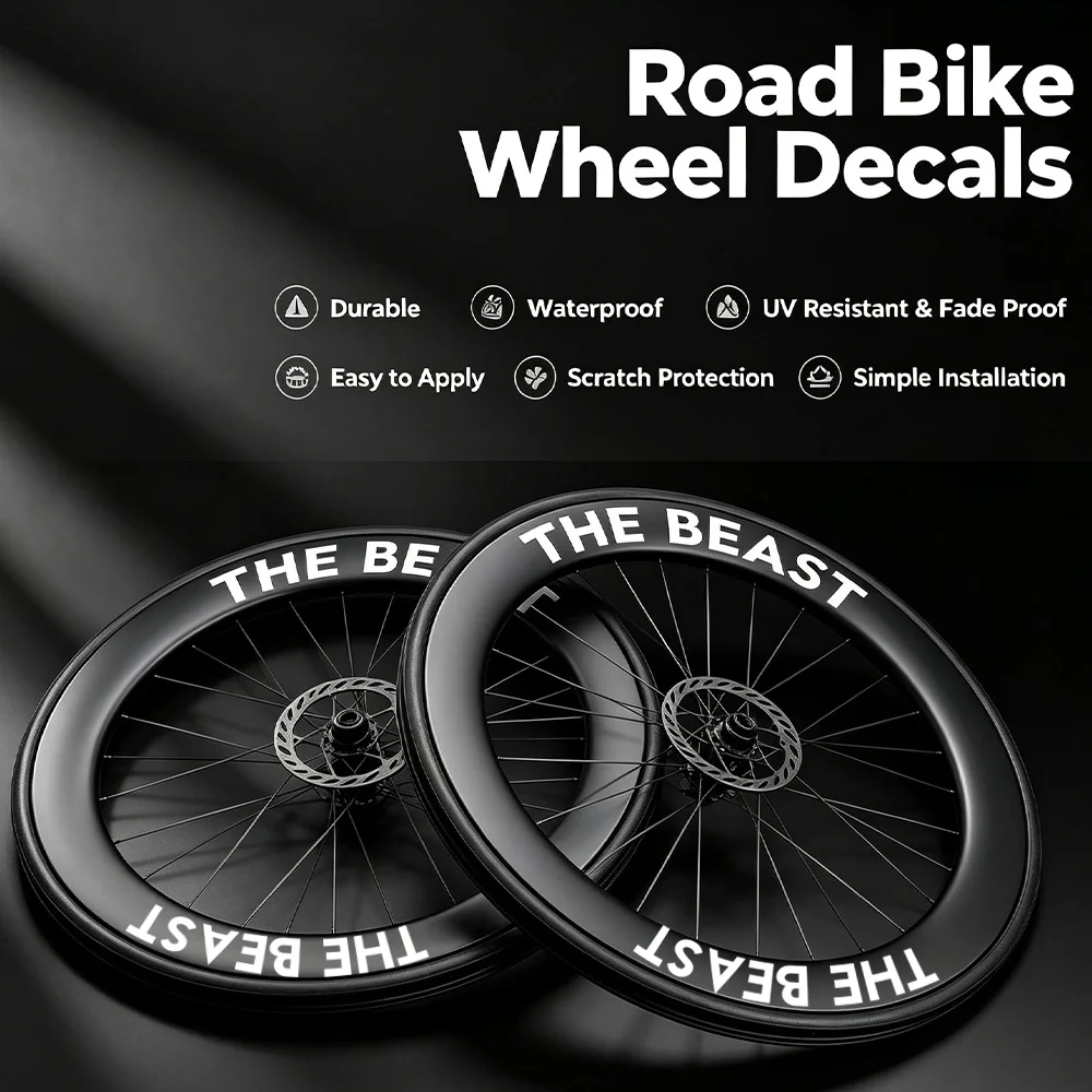 9Pcs/set THE BEAST Bicycle Rim Decals Waterproof Durable Road Bike Wheel Stickers Carbon Wheelset Decor Cycling Stickers