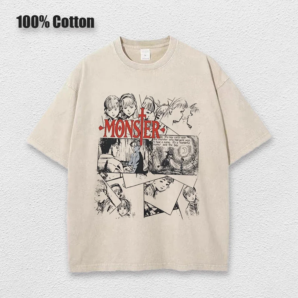 New Anime Monster T Shirts Washed Men Women Cotton Harajuku T-Shirts High Quality Retro for Men Women Tops Tees Unisex