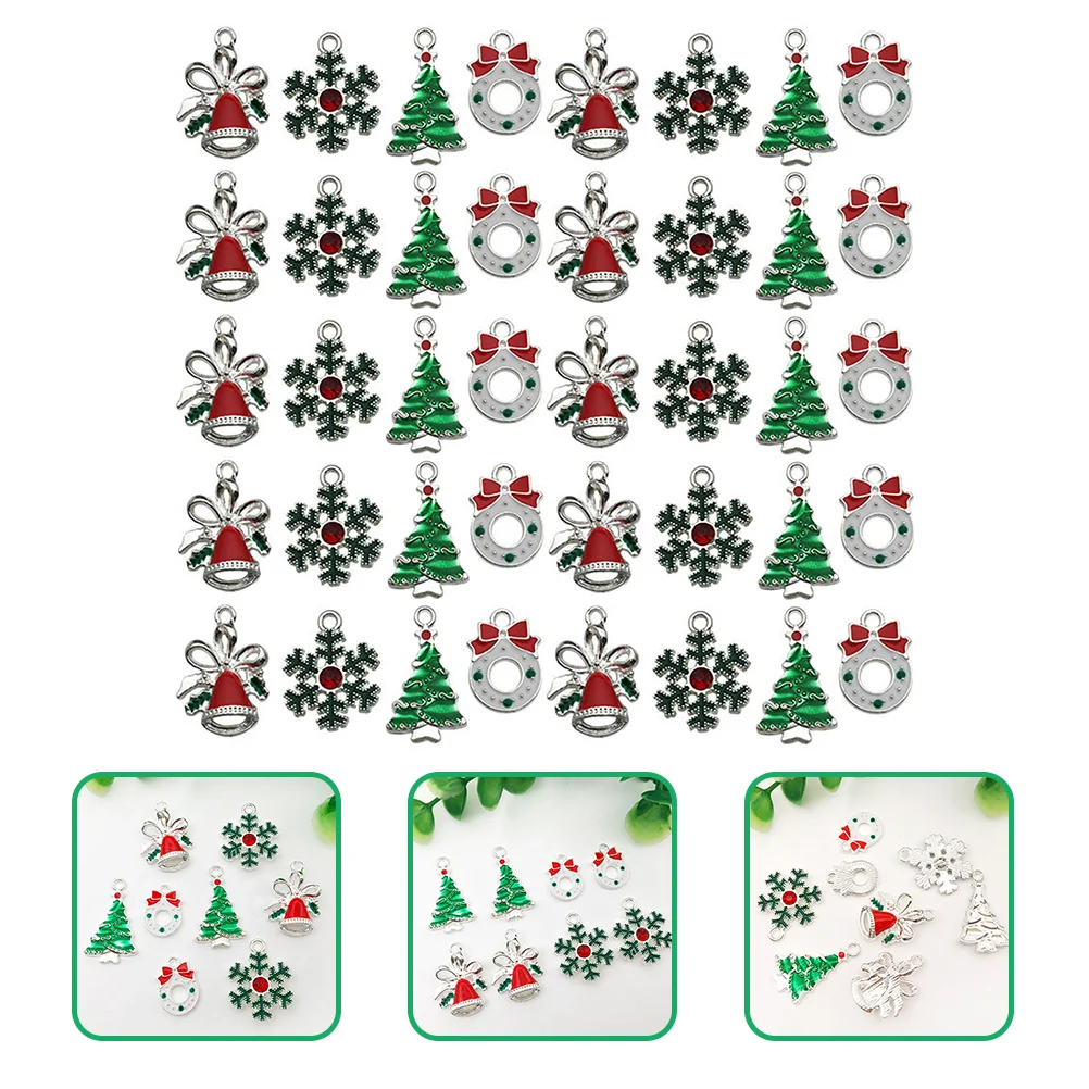 28 Pcs Necklace Christmas DIY Pendant Jewelry Charms for Bracelets Alloy Snowflake Crafts